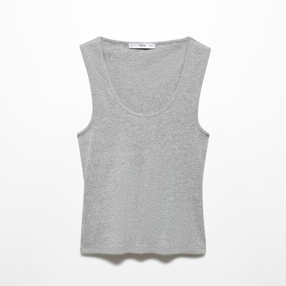 MANGO grey knitted top with wide straps - Picture 3 of 5